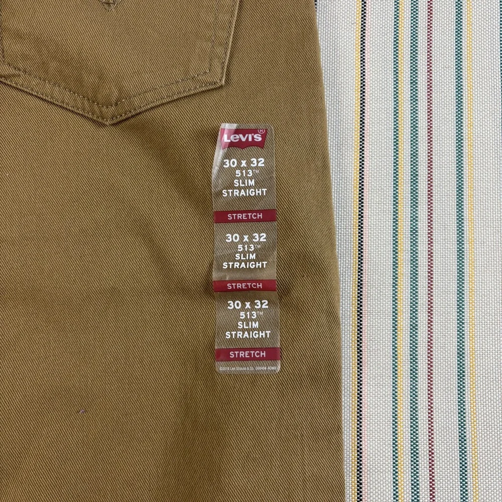 Levis 513 Jeans Mens 30x32 Brown Slim Straight Stretch Denim Pants New
